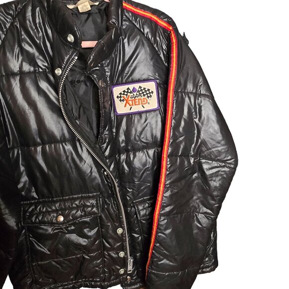 VTG Wynns Xtend Official Racing Puffer Jacket LG Black Snap Zip Closure USA 70s - Picture 8 of 14